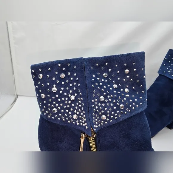 Studded Blue Ankle Boots